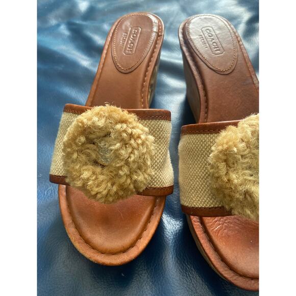 COACH JAZMIN Cork Platform Wedge Slides - Picture 2 of 7